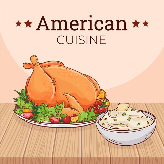 Cocina americana dibujada a mano