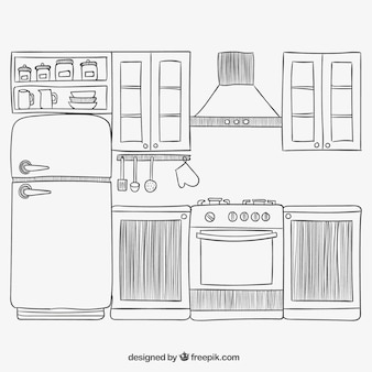 Cocina dibujada a mano | Vector Premium