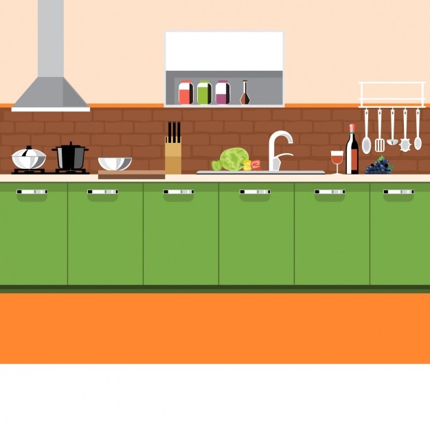 Vector gratuito cocina con elementos