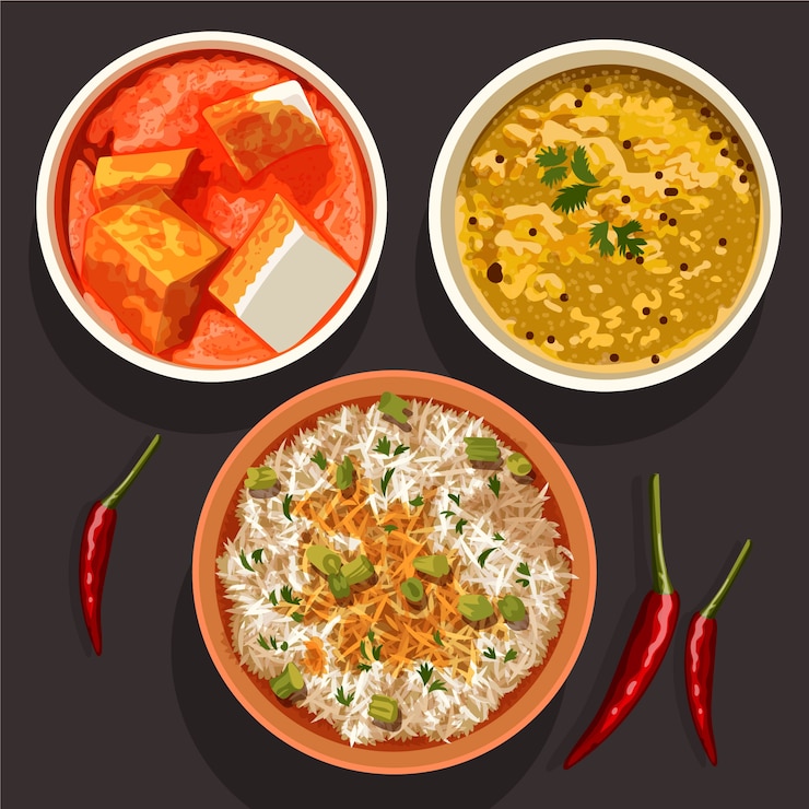Vector gratuito cocina india dibujada a mano