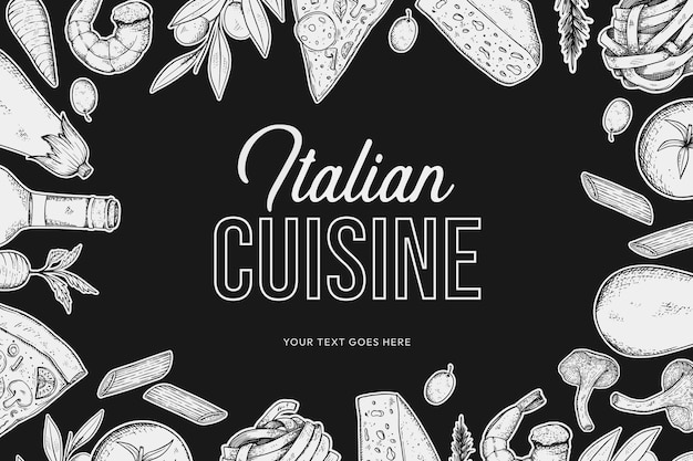 Cocina italiana dibujada a mano