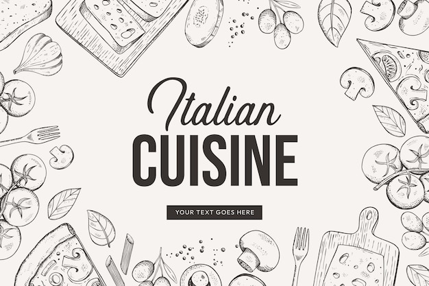 Cocina italiana dibujada a mano