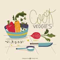 Vector gratuito cocina verduras