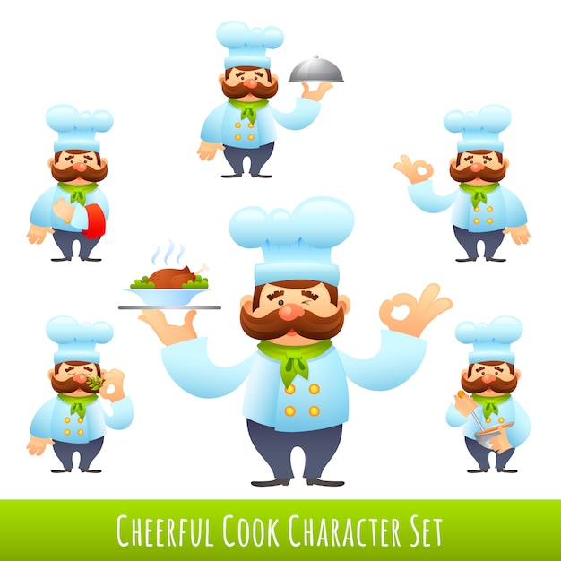 Vector gratuito cocinar personajes de dibujos animados