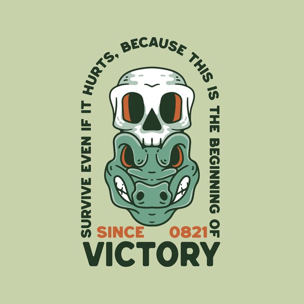 Cocodrilo con ilustración de calavera Estilo retro para diseño de camiseta