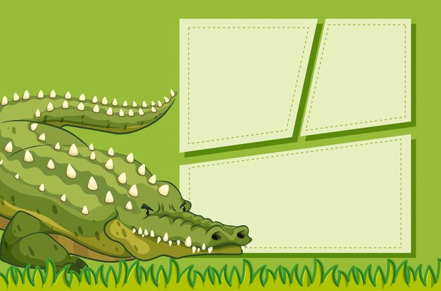 Un cocodrilo en plantilla de nota