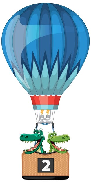 Los cocodrilos en una aventura en globo aerostático