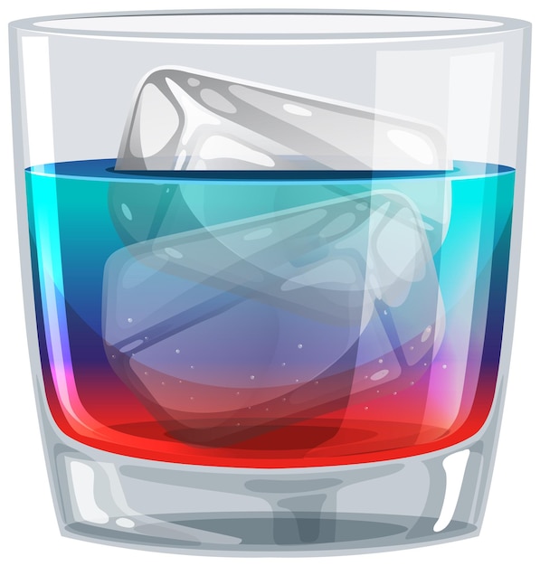 Vector gratuito un cóctel colorido en un vaso con hielo