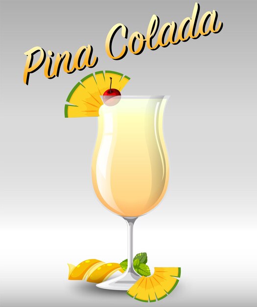 Cóctel de piña colada en el vaso