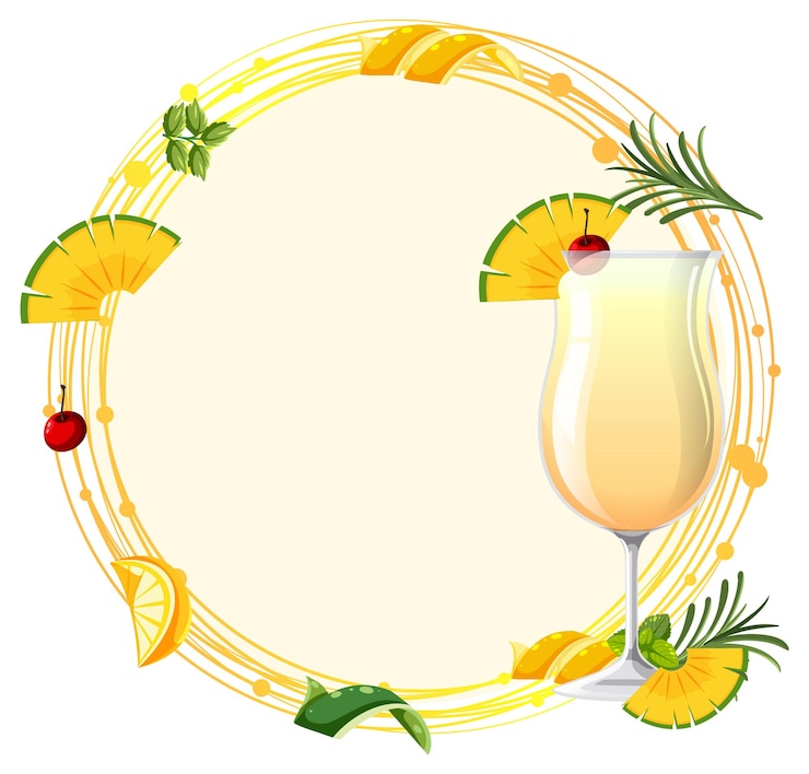 Vector gratuito cóctel tropical con guarniciones de frutas