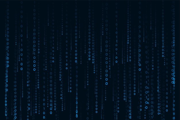 Código binario de estilo matriz números digitales en caída fondo azul