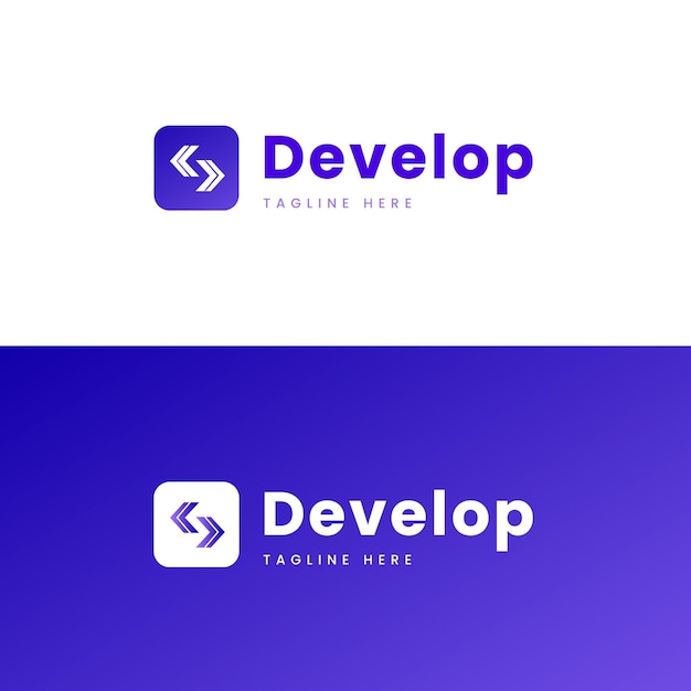 Código degradado y logotipo de desarrollo.