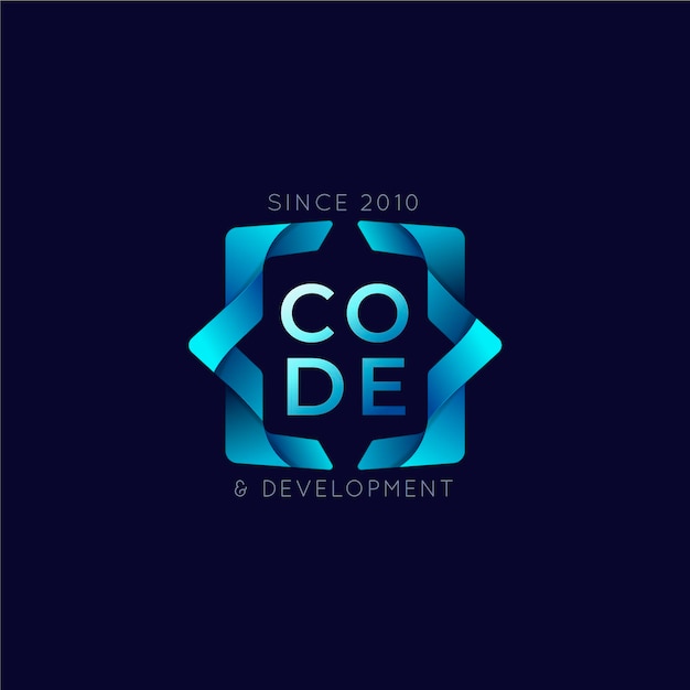 Código degradado y logotipo de desarrollo.