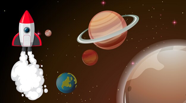 Cohete en escena espacial