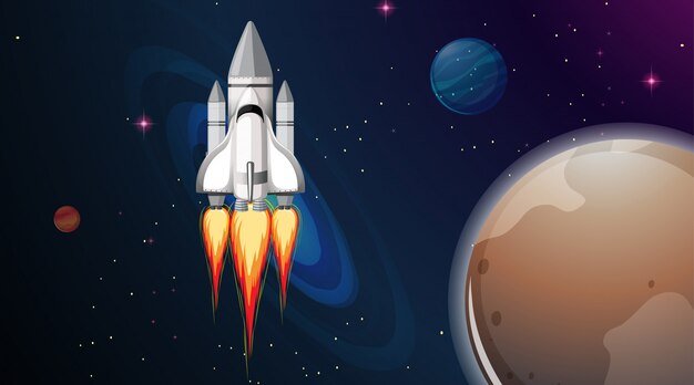 Cohete en escena espacial