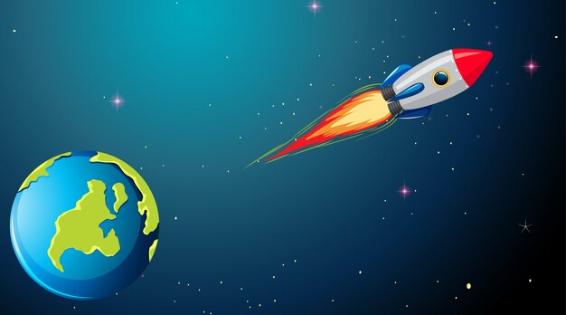 Cohete en escena espacial