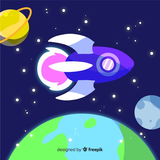 Cohete espacial moderno dibujado a mano