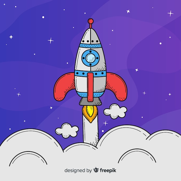 Cohete espacial moderno dibujado a mano