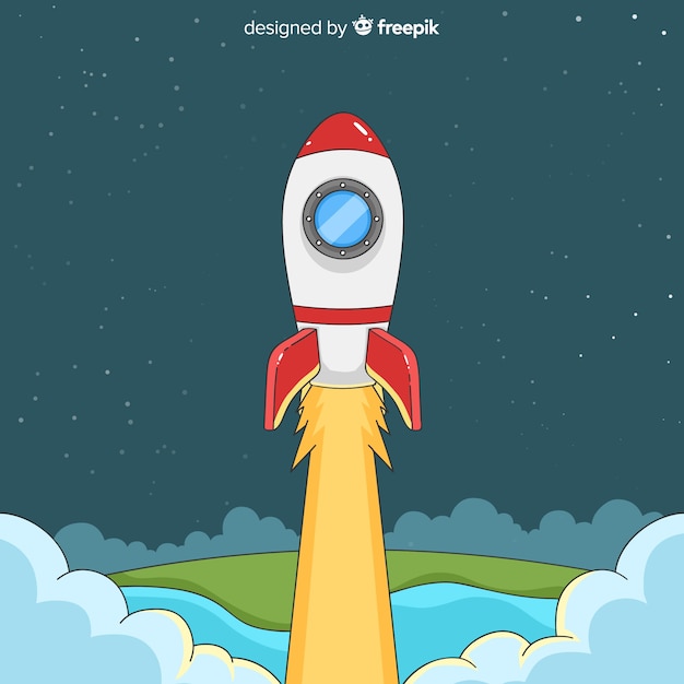 Cohete espacial moderno dibujado a mano