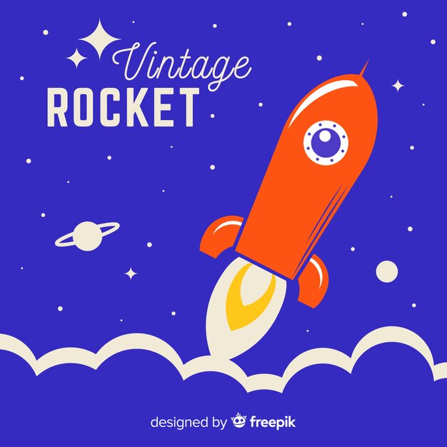 Cohete espacial moderno con diseño plano