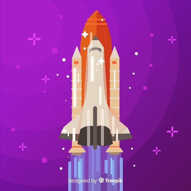 Cohete espacial moderno con diseño plano