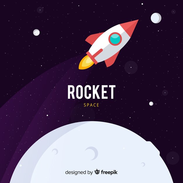 Cohete espacial moderno con diseño plano