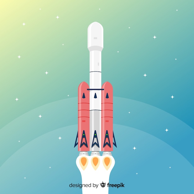 Vector gratuito cohete espacial moderno con diseño plano