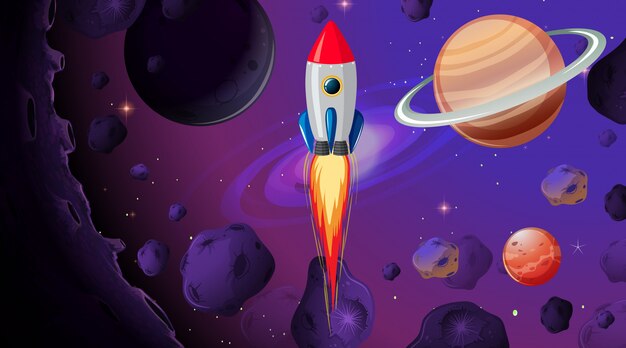 Cohete en el espacio