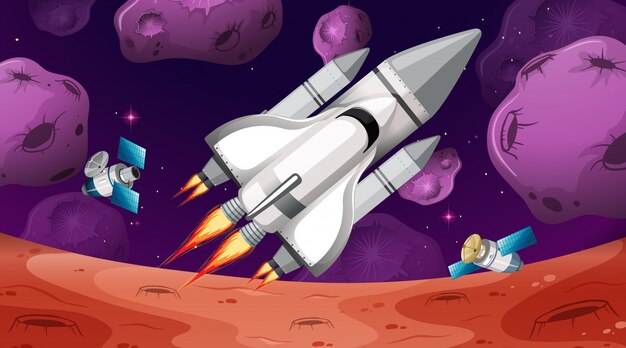 Cohete en el espacio