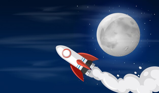 Un cohete en la ilustración del cielo