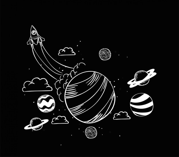 Cohete y planeta