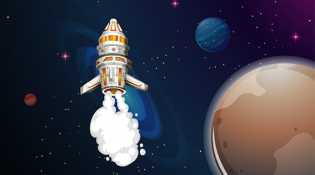 Cohete volando en el espacio