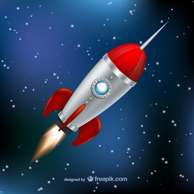 Cohete volando por el espacio