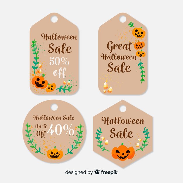 Cojunto adorable de etiquetas de halloween