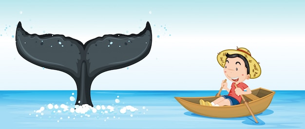 Cola de ballena jorobada en el océano