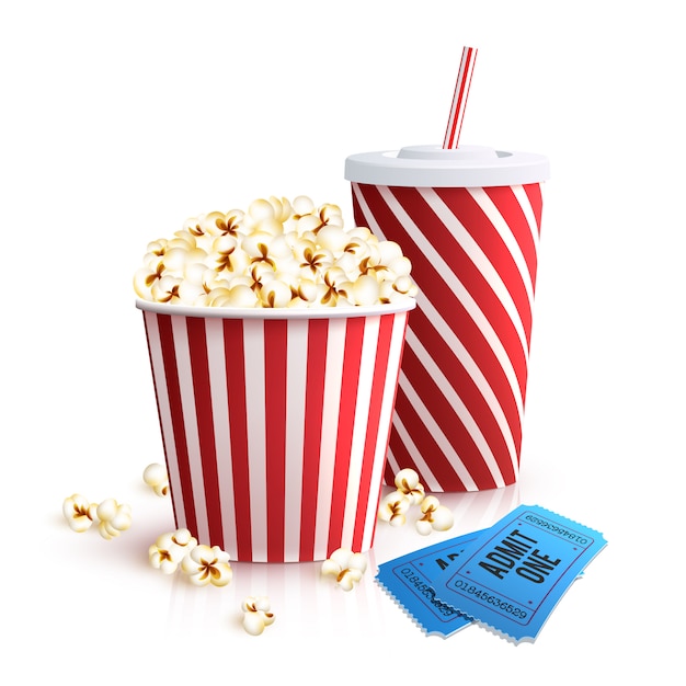 Cola popcorn y entradas