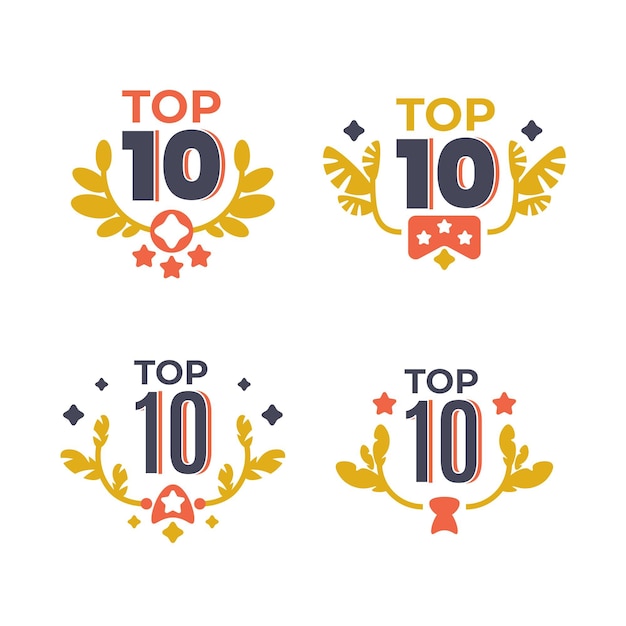 Vector gratuito colección de las 10 mejores insignias