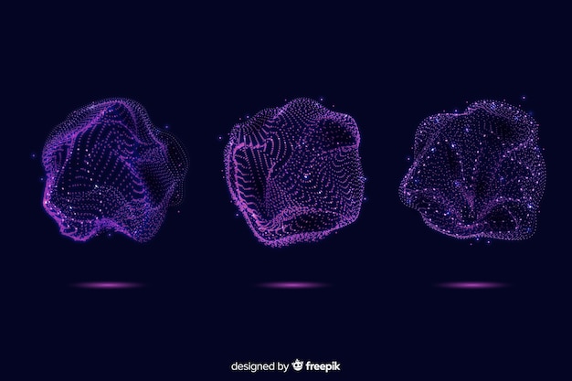 Colección abstracta de forma de partícula púrpura