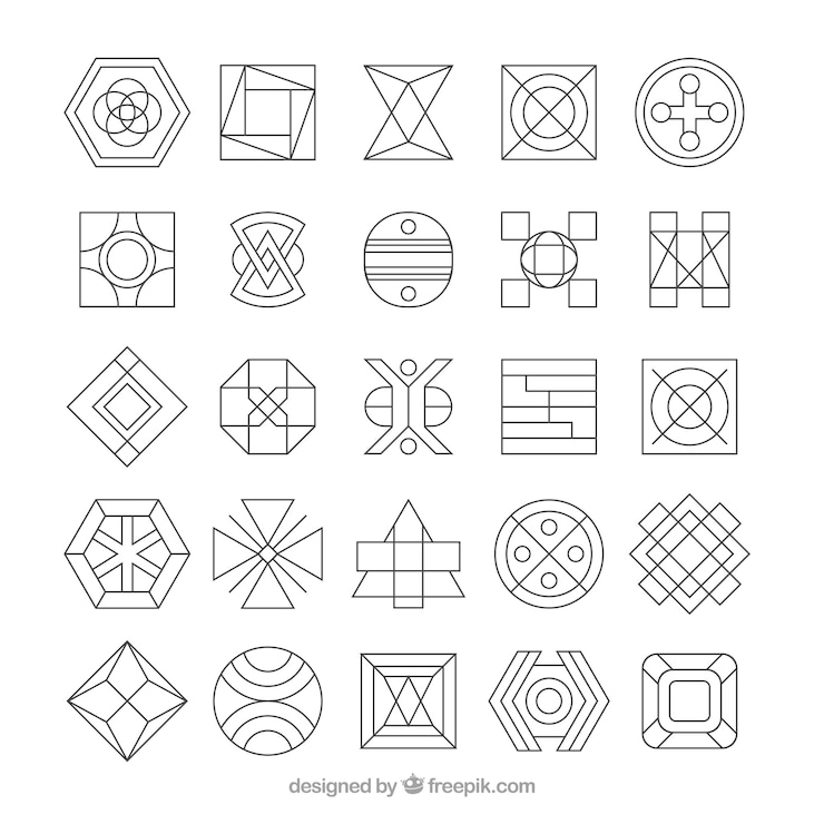 Vector gratuito colección abstracta de logotipos monoline