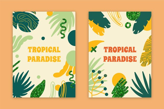 Colección abstracta de tarjetas de paraíso tropical