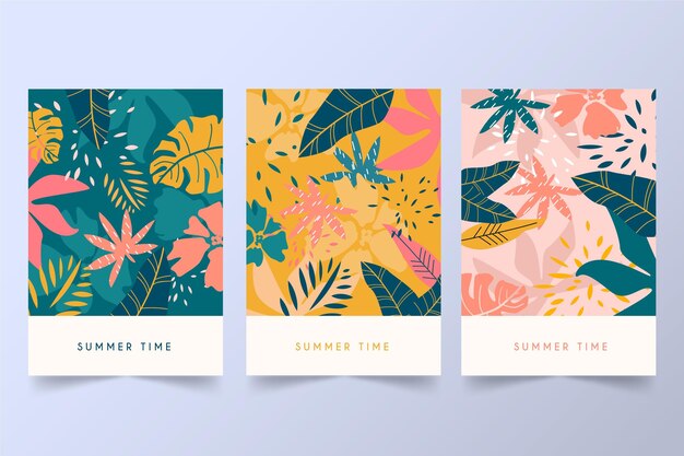 Colección abstracta de tarjetas tropicales