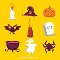 Vector gratuito colección de accesorios de halloween