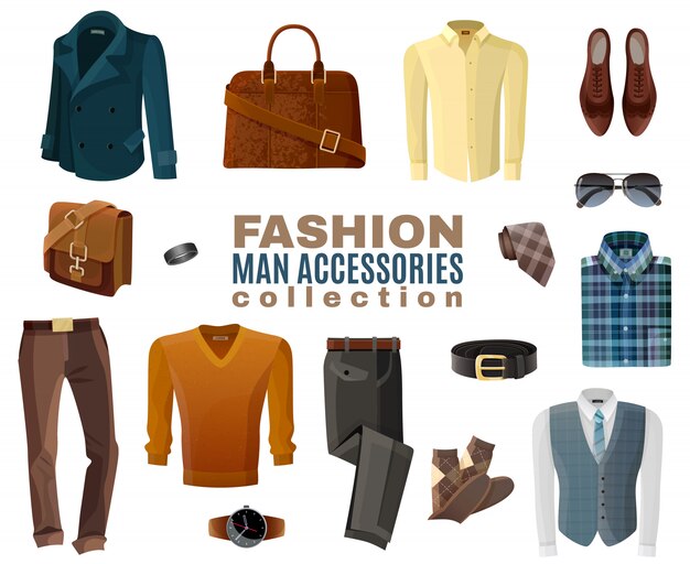 Colección de accesorios de moda hombre