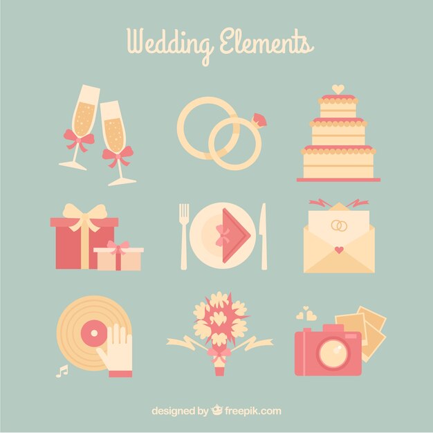 Colección de accesorios vintage de boda