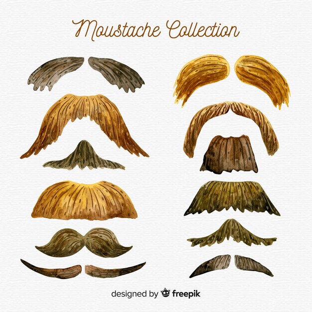 Colección en acuarela de bigotes de movember