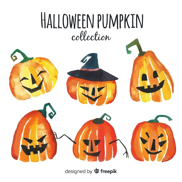 Colección de acuarela calabaza de halloween