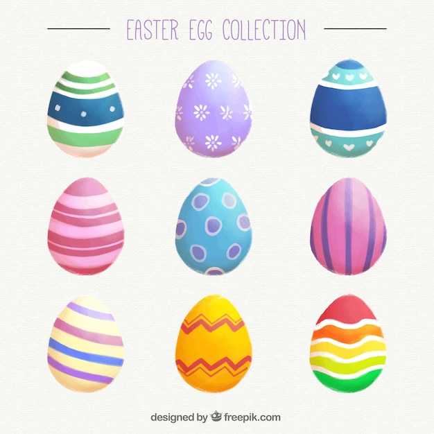 Vector gratuito colección de acuarela de huevos de pascua