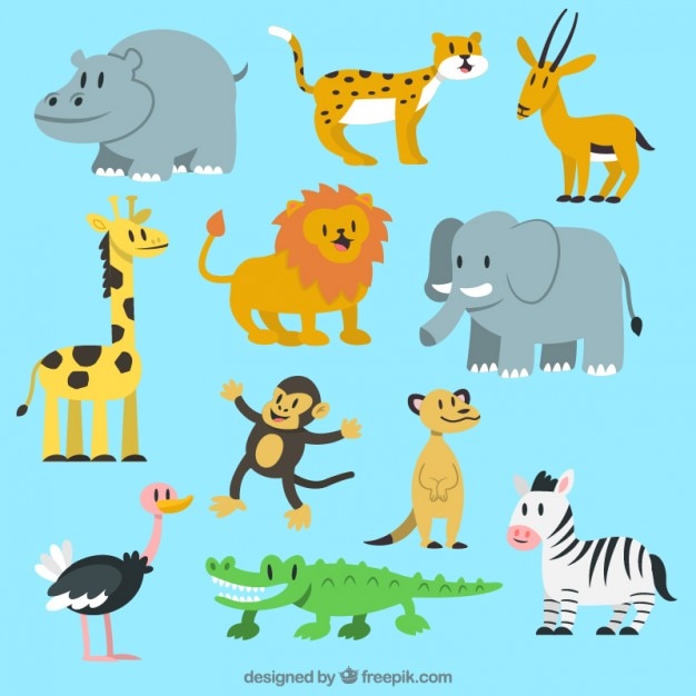 Colección adorable de animales salvajes