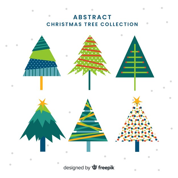 Colección adorable de árboles de navidad con diseño plano