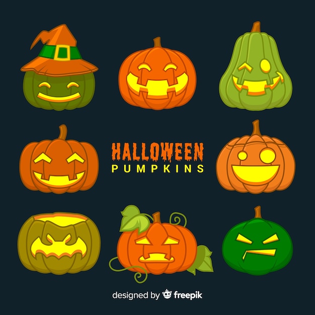 Colección adorable de calabazas dibujadas a mano